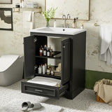 24'' Bathroom Vanity with Ceramic Sink Combo, Modern Freestanding Storage Cabinet with Silver N710P194893B