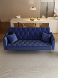 71-inch convertible love seat sofa, American retro blue velvet material, suitable for small living W165880950