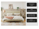 Solid Wood Platform King Bed With Rattan N758P197688N