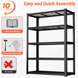 59 Inches Wide Black Metal Shelves, with 5 Removable Dividers, Large Capacity, Strong Load Bearing, W328P276857