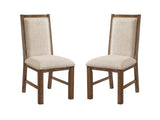 ZNTS Transitional Style 2pcs Side Chairs Rustic Oak Solid wood Beige Fabric Dining Room Furniture Chair B011P197294