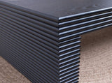 47.6" Modern Black Ribbed Coffee Table Rectangular Low Profile Center Table for Living Room W2729P309446