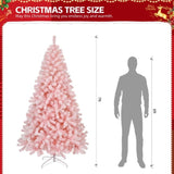 7 FT Pre-lit Snow Flocked Christmas Tree, Artificial Hinged Xmas Pine Tree with 1000 Branch Tips, 57924304