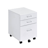 ZNTS White and Chrome 3-Drawer Rectangular File Cabinet B062P184520