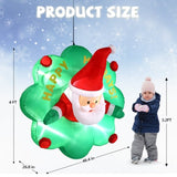 4 FT Lighted Christmas Santa with Wreath Broke Out from Window, Large Blow Up Hanging 03080234
