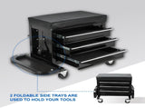 Rolling 3-Drawer Tool Chest Mechanic Seat with Foldable Side Trays, 350 lb Capacity 28941741
