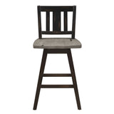 ZNTS Counter Height Chairs Set of 2, Black Gray 360-degree Swivel Chair Solid Rubberwood Kitchen Dining B011P194907