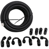 ZNTS 20 ft Black Nylon Stainless Steel Braided Fuel Line + 6AN Hose End Adaptor 06386648