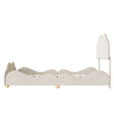 ZNTS Full Size Upholstered Platform Bed with Cloud Shaped bed board, Beige WF310565AAA