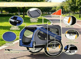 Blue/Gray Dog Bike Trailer 3 Access Doors, Large Off-Road Wheels & Ventilated Mesh Screen Pet 91165535