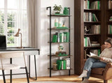 5 Tier Wall Mount Ladder Shelf with Anti-Tipping Kits for Home Office Rustic Brown, 17" x 12" x 70" 06903037
