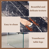 Multifunctional Lift Top Coffee Table -Black Marble Pattern, Essential for Modern Homes.Tempered W2920P226077