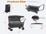 Multi-Functional Push-Pull Folding Wagon Cart with Rotating Handle & Canopy, 7''x4''All-Terrain 41039470