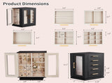 360&deg Rotating Jewelry Box with 5 Drawers - Black Cabinet & Pink Velvet Interior 91896017