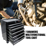 7 DRAWERS MULTIFUNCTIONAL TOOL CART WITH WHEELS-BLACK 39193638