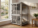71.2" Tall Outdoor Cat Enclosure Catio with Wheels, Wooden Cat Cage, Multi-Level Cat House with 54082704