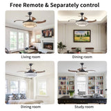 ZNTS Contemporary LED Retractable Ceiling Fan with Light and Remote Control, Quiet Reversible Motor,4 W1340P184909