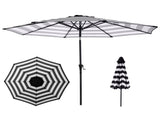 9 Ft Striped Outdoor Patio Umbrella with Tilt, Black and White 62497367