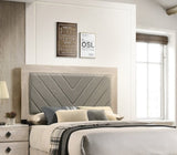 ZNTS Contemporary Cream Finish Queen Size Bed Bedroom Furniture Gray V-Design Headboard Rubberwood B011P236815