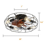 Industrial Style 20 Inch Ceiling Fan With Matte Black 6 Speed Wind E26 Remote Control Reversible DC W882P146308