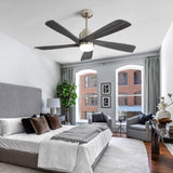 52 Inch Modern Ceiling Fan With Dimmable LED Light 5 Solid Wood Blades Smart Remote Control W934P264729