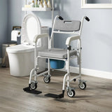 Gray Shower Commode Wheelchair, Seniors Bedside Commode Chai 84628488