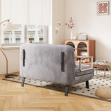 39 Convertible Chair Bed, Tri-Fold Sofa Bed with Adjustable Backrest & Pillow, Leisure Chaise W1767P192812