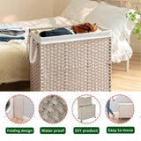 Laundry Hamper With Lid PE Rattan Powder Coating Frame Clothes Hampers with 02 Removable Bags, W2391P167709