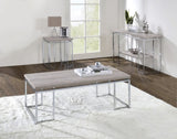 Natural Oak and Chrome Coffee Table with Metal Sled Base B062P189174