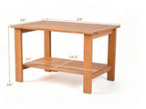 2-Tier Eucalyptus Wood Patio Side Table, Rustic Outdoor End Table with Slatted Tabletop & Bottom 67775423