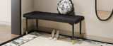 47*16 Inch Multifunctional Black Shoe Bench - Faux PU Cushion, Sturdy Metal Legs With Gold W1512P355040