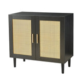 ZNTS Side panel buffet cabinet with natural rattan door, rattan storage cabinet with adjustable shelves, 40998531