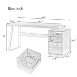 ZNTS Home Office Computer Desk with/Hanging Letter-size Files, 65 inch Writing Study Table with 28175962