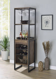 ZNTS Weathered Oak and Black Wine Rack with 1 Drawer B062P184584