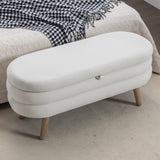 036-Velvet Fabric Storage Bench Bedroom Bench With Wood Legs For Living Room Bedroom Indoor,Ivory W527121987