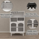 Living room White wine cabinet with removable wine rack and wine glass rack, a glass door cabinet W28265029