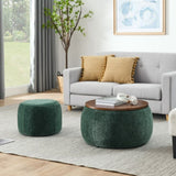 ZNTS Round Storage Ottoman, 2 in 1 Function, Work as End table and Ottoman,with small W487P165701