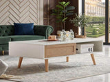 Modern Coffee Table with Storage,41.3 Inch Rectangle Wooden Accent Center Tables with Sliding PE 66198783