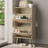 ZNTS 2 Drawers Shoe Cabinet Rattan Shoe Rack Shoe Storage Cupboard Organizer Unit 33575695