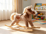 Plush Toddler Rocker Kids Rocking Horse with Solid Wooden Base Premium Ride-On Toy for Little 18291222