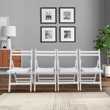 Furniture Slatted Wood Folding Special Event Chair - White, Set of 4, FOLDING CHAIR, FOLDABLE STYLE 13376921