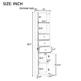 White Tall Bathroom Cabinet, Freestanding Storage Cabinet with 3 Drawers and Adjustable Shelf, MDF WF298152AAK