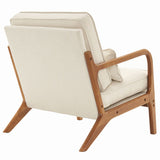 Oak Armrest Oak Upholstered Single Lounge Chair Indoor Lounge Chair Off-White 27168423