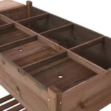 8 Pockets Horticulture Raised Garden Bed Elevated Wood Planter Box Stand with Foldable Side Table 70801971
