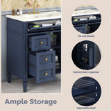 30'' Bathroom Vanity with Top Sink, Modern Bathroom Storage Cabinet with 2 Drawers and a Tip-out N710P206904C