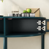 Unique Half Moon Design End with Sliding Rattan Door,Elegant Semi-circle Entryway Console W2557P264179
