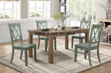 ZNTS Casual Teal Finish Side Chairs Set of 2 Pine Veneer Transitional Double-X Back Design Dining Room B01143554