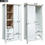 ZNTS Bedroom Storage Wardrobe with Hanging Rods and 2 Drawers and Open Shelves,Sliding Door,White 56629304