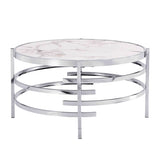 ZNTS 32.48'' Chrome Round Coffee Table With Sintered Stone Top&Sturdy Metal Frame, Modern Coffee Table W1071P144337