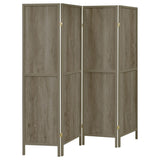 Grey Driftwood and Light Grey 4-Panel Folding Screen B062P153659